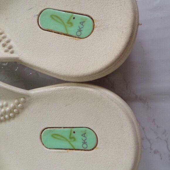 OKA b white and turquoise flip flops M - Picture 5 of 7